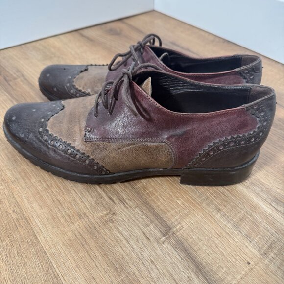 Vintage Arnold Churgin Leather Lace Up Wingtip Oxford Shoes Brown Academia 39 - Picture 3 of 9